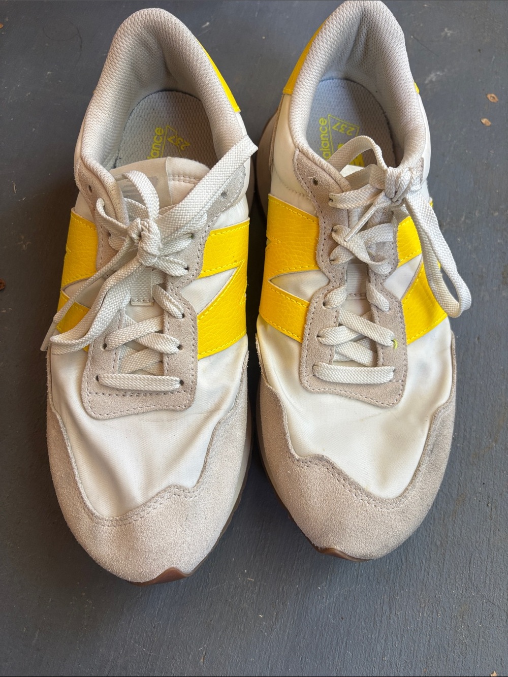 New Balance White Sneakers with Yellow Accent